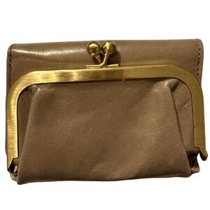Elegant Robin taupe Wallet by Hobo with gold accents NWT